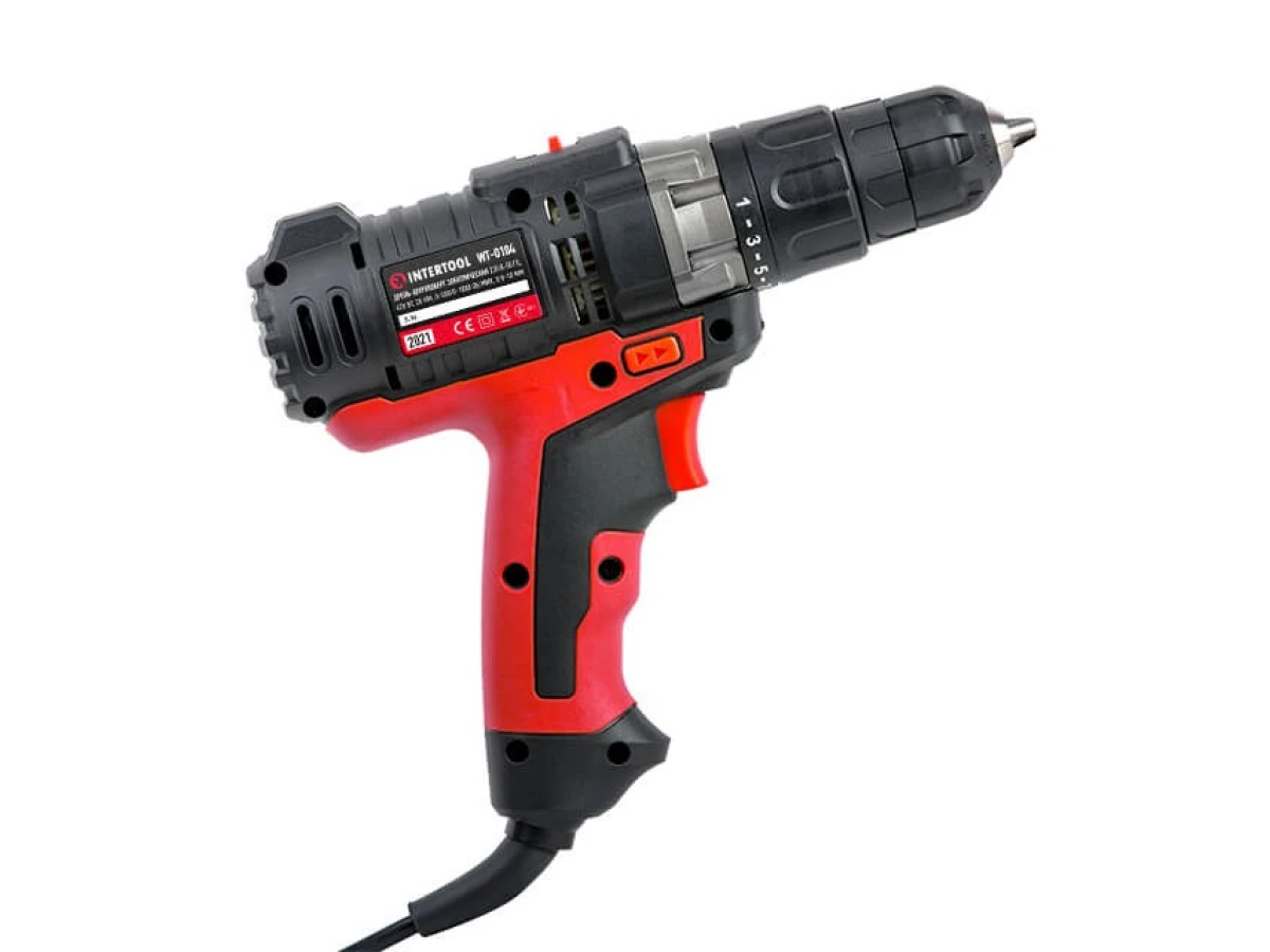 Дриль-шурупокрут електричний 420 Вт, 0-500/0-1800 об/хв., 0.8-10 мм, макс. крутний момент 20 Нм INTERTOOL WT-0104 