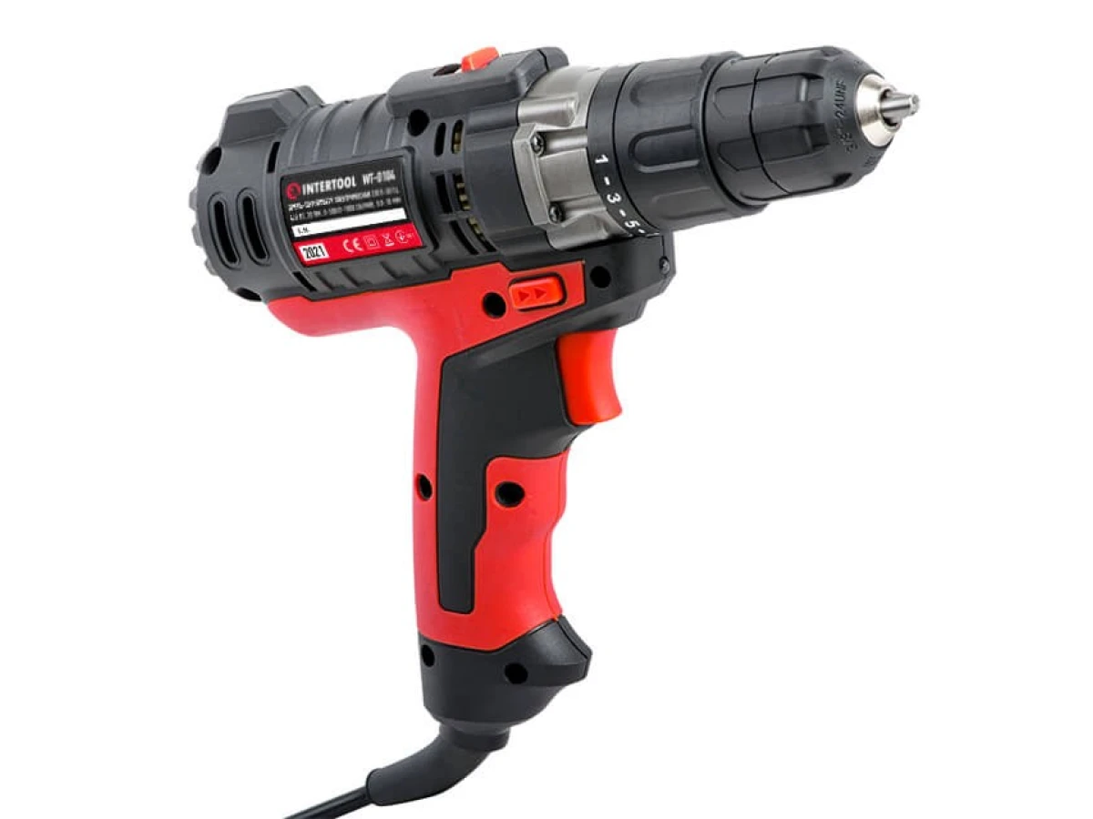 Дриль-шурупокрут електричний 420 Вт, 0-500/0-1800 об/хв., 0.8-10 мм, макс. крутний момент 20 Нм INTERTOOL WT-0104 