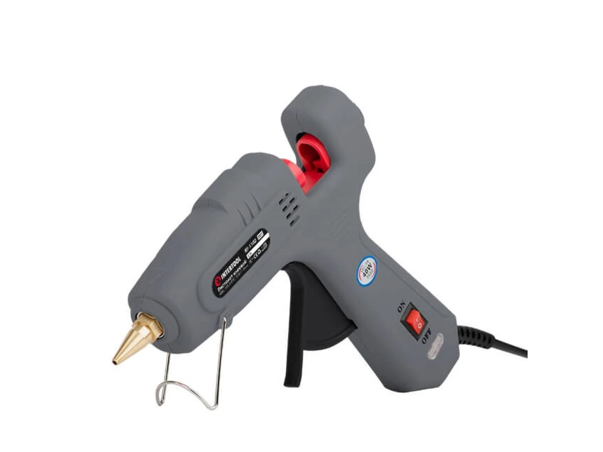 Пистолет клеевой 40(120) Вт, 230 В, 195-210 °C под стержни 10.8-11.5 мм, 10-16.5 г/мин., выключатель INTERTOOL RT-1102 