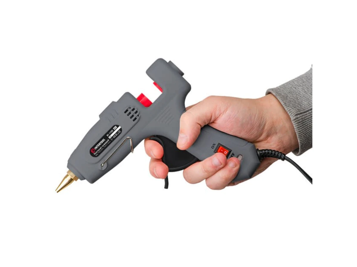 Пистолет клеевой 40(120) Вт, 230 В, 195-210 °C под стержни 10.8-11.5 мм, 10-16.5 г/мин., выключатель INTERTOOL RT-1102 