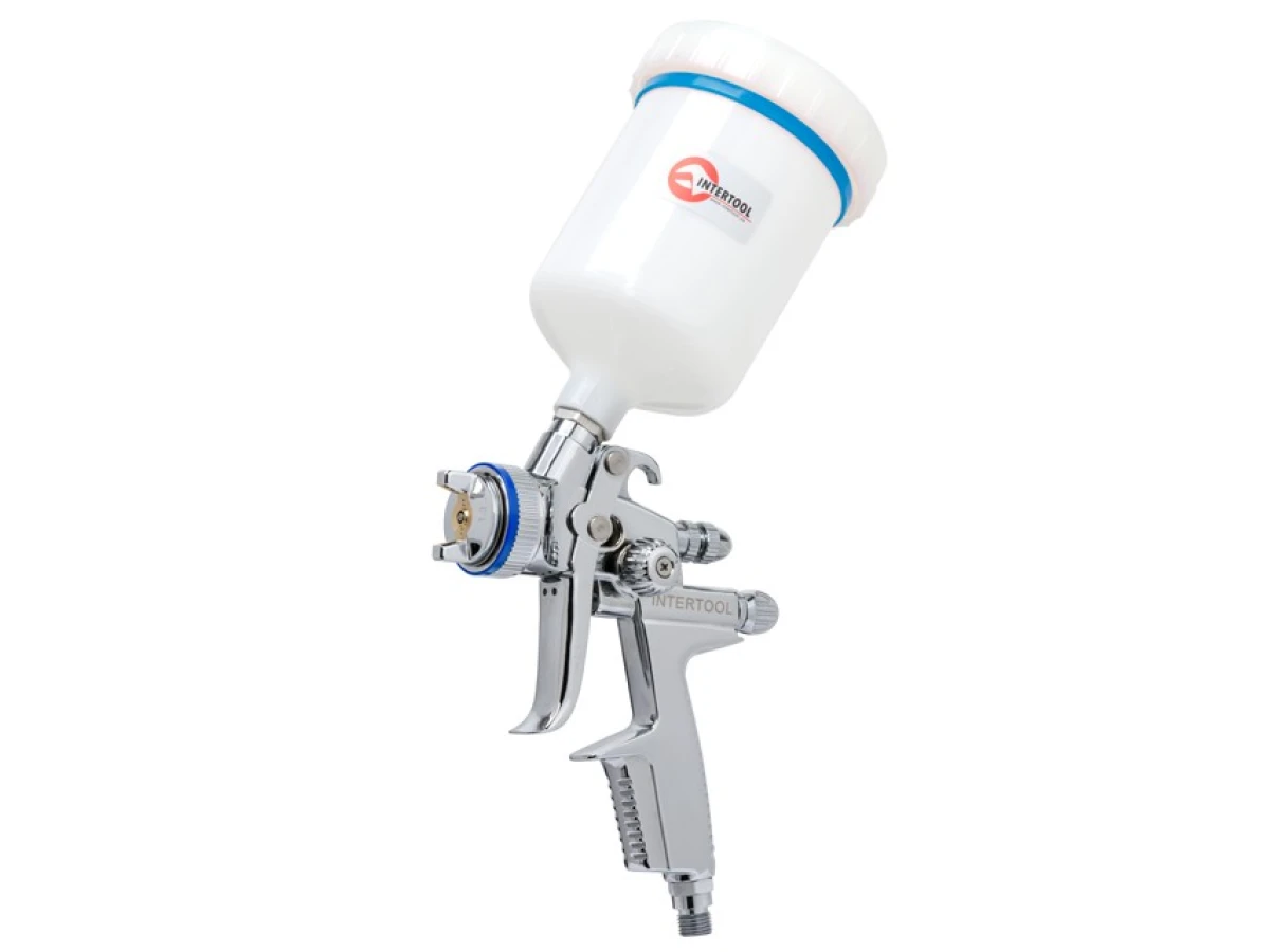 Фарбопульт пневматичний HVLP II професійний, форсунка 1.3 мм, верхній пластиковий бачок 600 мл, 2 бар INTERTOOL PT-0105 
