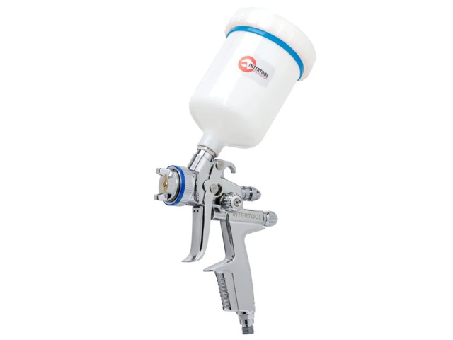 Фарбопульт пневматичний HVLP II професійний, форсунка 1.3 мм, верхній пластиковий бачок 600 мл, 2 бар INTERTOOL PT-0105 