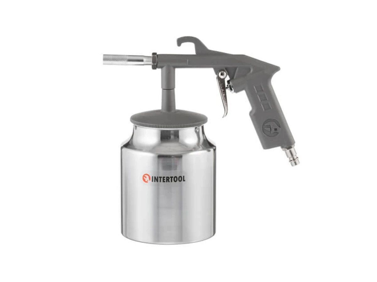 Пістолет піскоструминний форсунка 6 мм, нижня подача піску, бачок 1000 мл, метал, 8 атм INTERTOOL PT-0705 