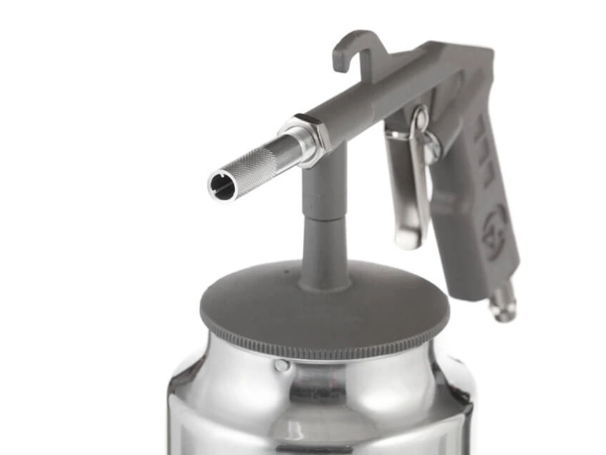 Пістолет піскоструминний форсунка 6 мм, нижня подача піску, бачок 1000 мл, метал, 8 атм INTERTOOL PT-0705 