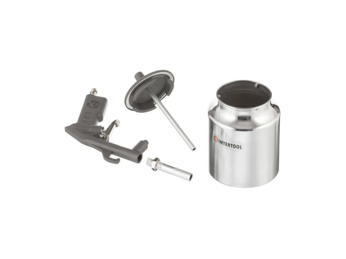 Пістолет піскоструминний форсунка 6 мм, нижня подача піску, бачок 1000 мл, метал, 8 атм INTERTOOL PT-0705 