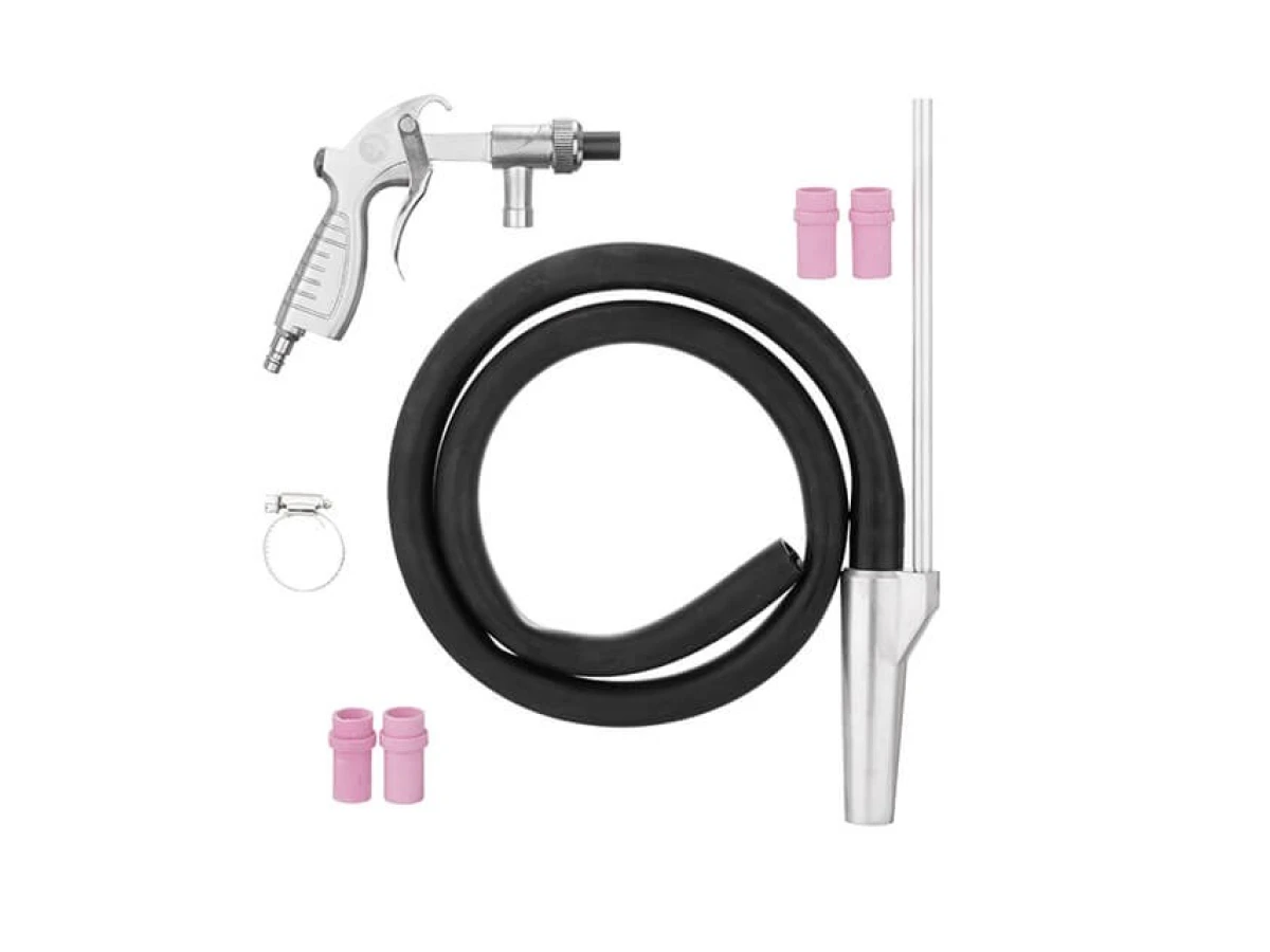 Пістолет піскоструминний із шлангом, 1 металева 6 мм та 4 керамічних форсунки 4,5 мм, 5,0 мм, 6,0 мм, 7,0 мм INTERTOOL PT-0708 