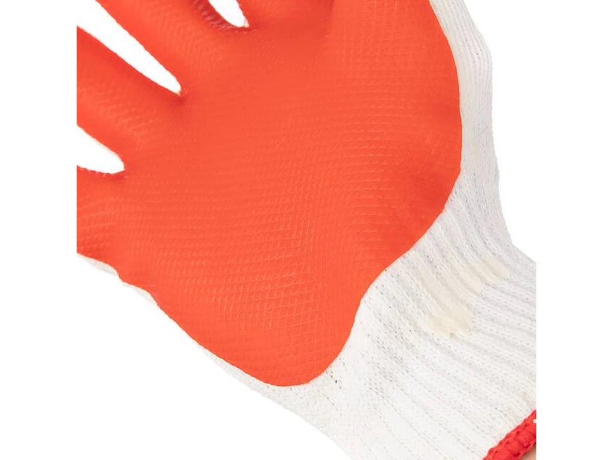 Перчатка трикотажная, поликоттон, стекольщика (каменщика), с латексным покрытием красного цвета, 10" INTERTOOL SP-0004 