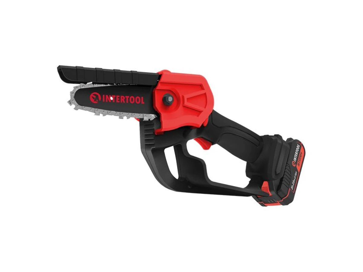 Мини-пила цепная аккумуляторная 20 В, шина 10 см, 4 м/с, литий-ион, 2.0 Ач, ЗУ 2А, STORM INTERTOOL WT-9109 