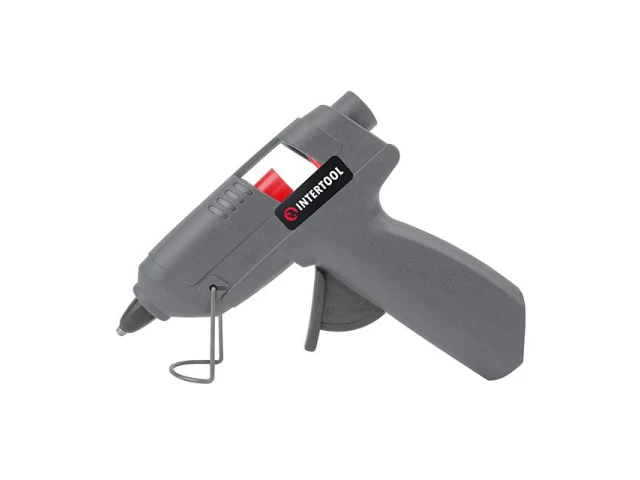 Пистолет клеевой 10 Вт, 230 В, под стержни 7-8 мм, 6-10 г/мин. INTERTOOL RT-1009 
