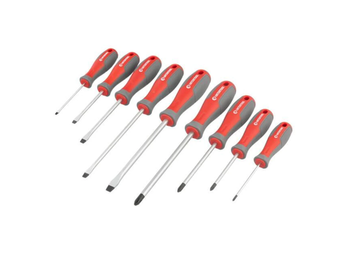 Набір викруток 9 од. (SL3.0 * 75 мм, SL5.0 * 75 мм, SL6.0 * 100 мм, SL6.0 * 150 мм, SL8.0 * 150 мм, PH0 * 75 мм, PH1 * 75 мм, PH2 * 100 мм, PH3 * 150 мм) INTERTOOL VT-3349 