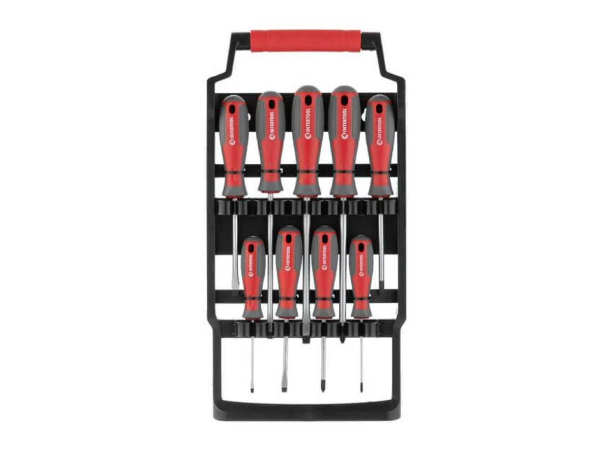 Набір викруток 9 од. (SL3.0 * 75 мм, SL5.0 * 75 мм, SL6.0 * 100 мм, SL6.0 * 150 мм, SL8.0 * 150 мм, PH0 * 75 мм, PH1 * 75 мм, PH2 * 100 мм, PH3 * 150 мм) INTERTOOL VT-3349 