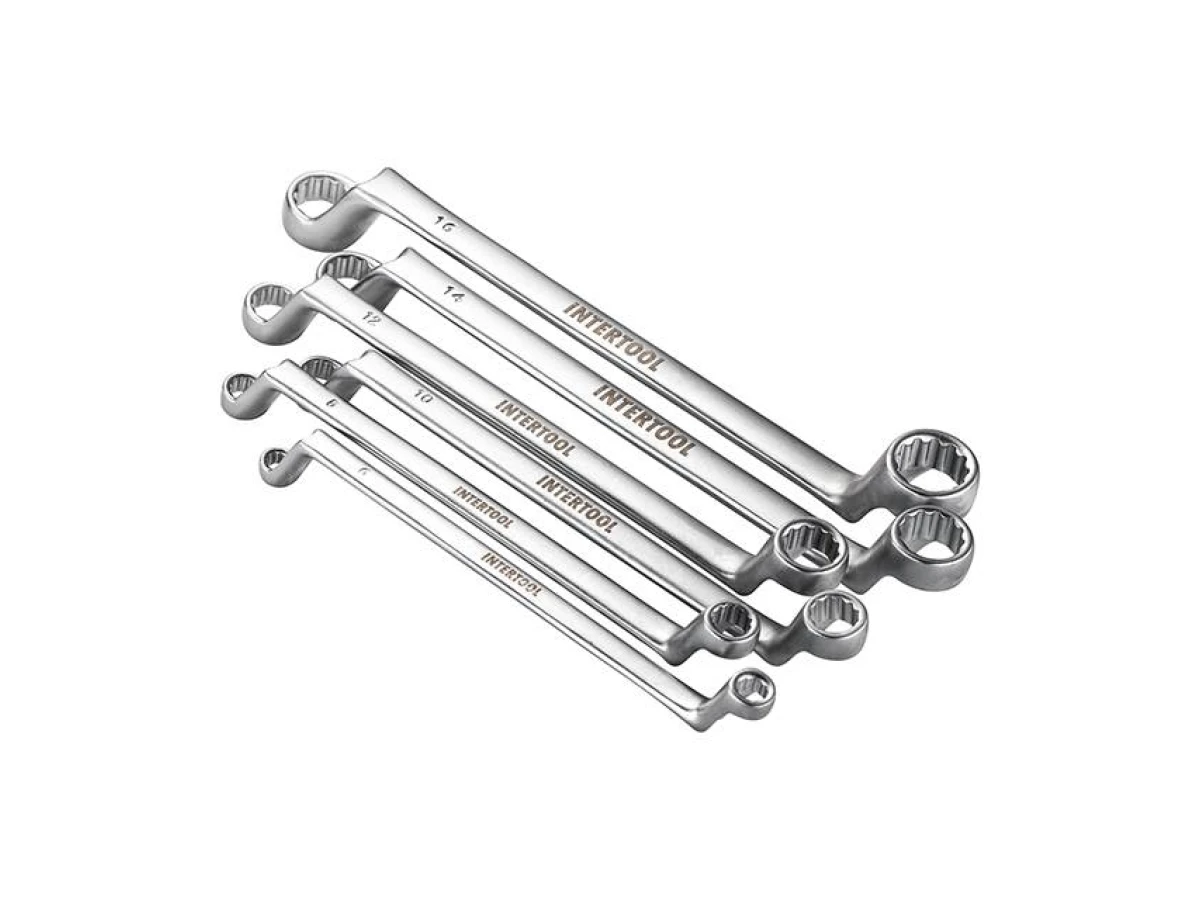Набір ключів накидних, 6 шт 6-17 мм CrV INTERTOOL HT-1101 