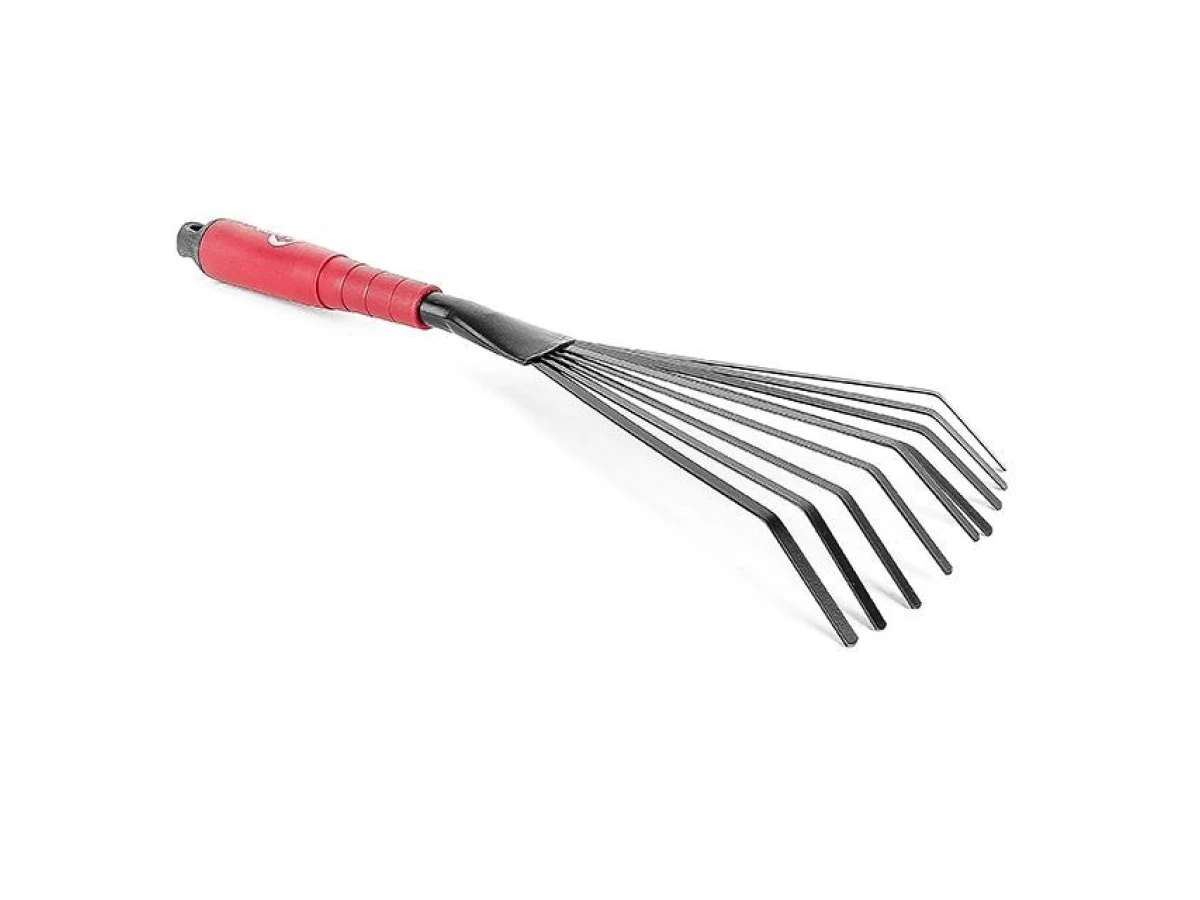 Граблі віялові городні 400 x 130 мм, з порожнистою пластиковою рукояткою під подовжувач INTERTOOL FT-0014 