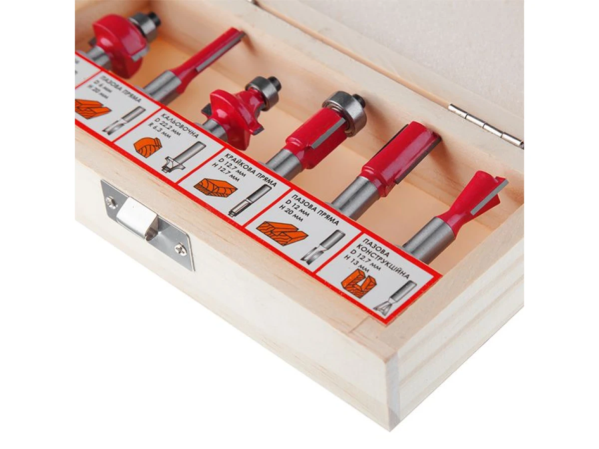 Набір фрез кінцевих по деревині, 6 шт INTERTOOL HT-0072 