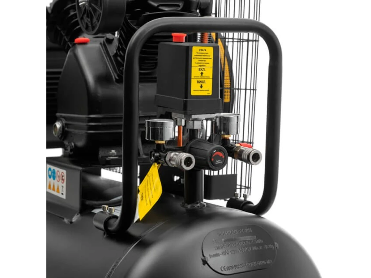 Компресор 100 л, 3 кВт, 380 В, 10 aтм, 500 л/хв., 2 циліндри INTERTOOL PT-0013 