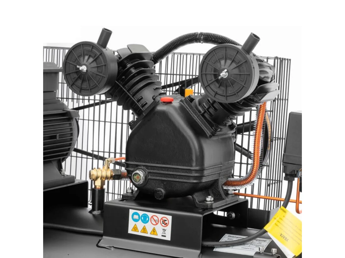 Компресор 100 л, 3 кВт, 380 В, 10 aтм, 500 л/хв., 2 циліндри INTERTOOL PT-0013 