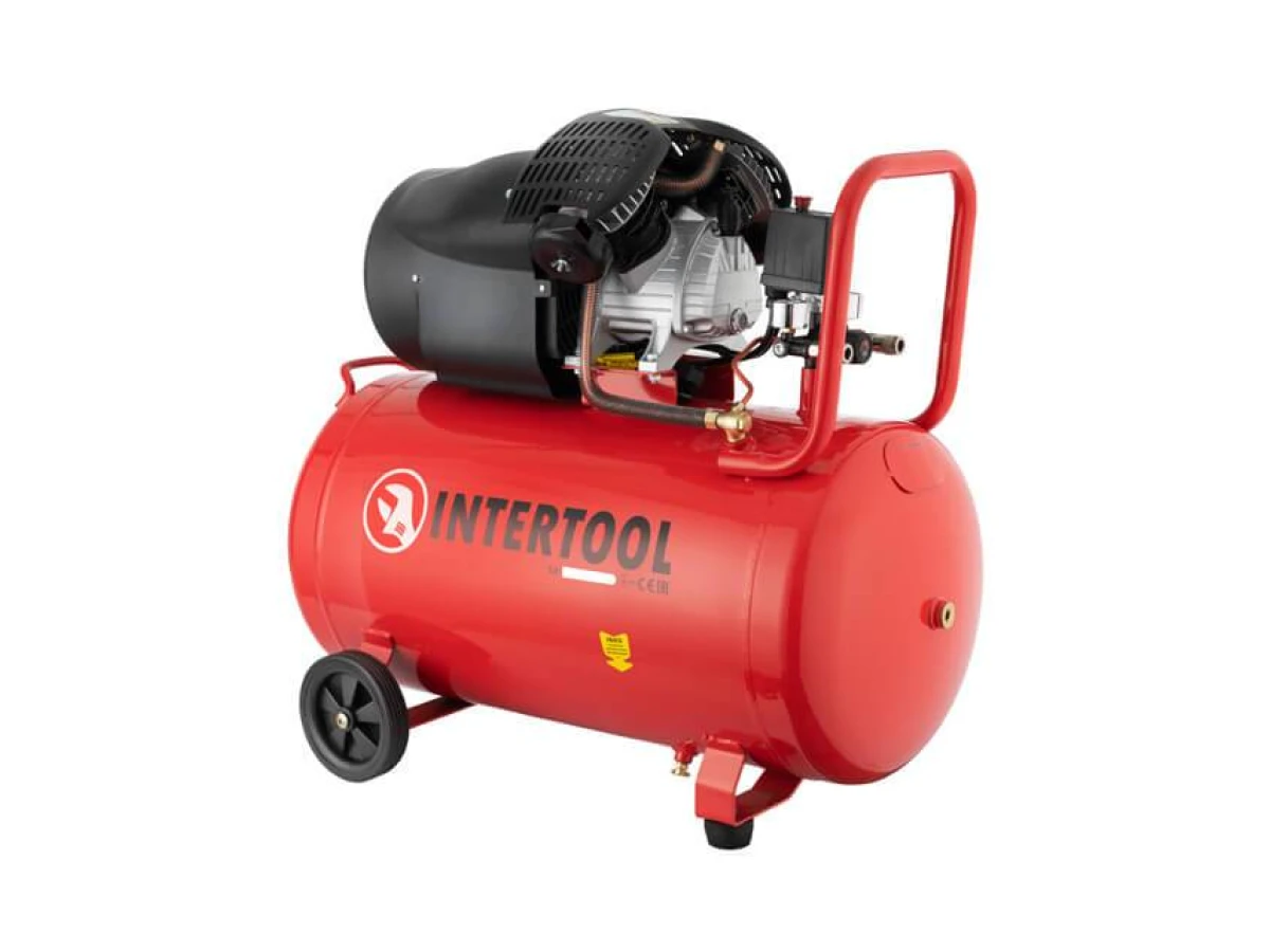 Компресор 100 л, 2.23 кВт, 220 В, 10 aтм, 354 л/хв, 2 циліндри INTERTOOL PT-0005 