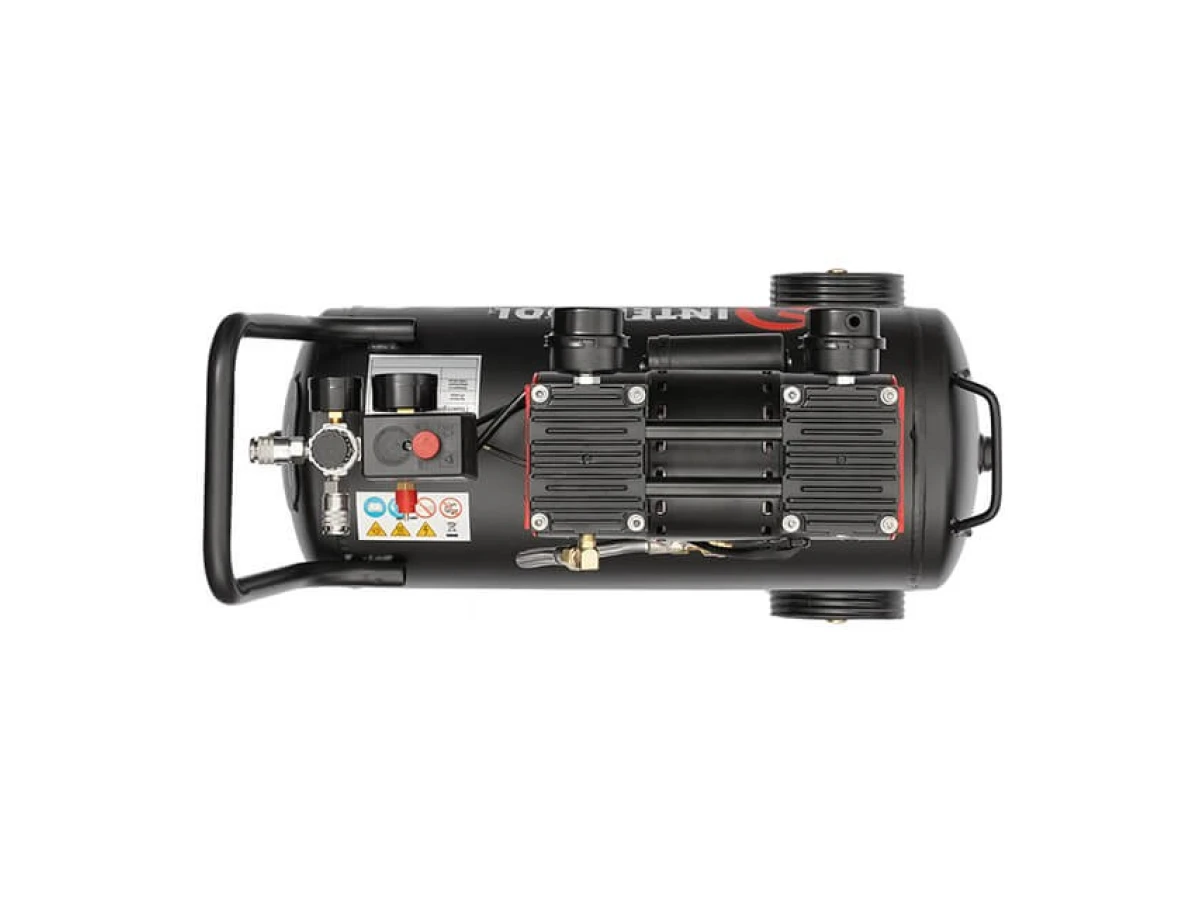 Компресор 24 л, 1.1 кВт, 220 В, 8 aтм, 160 л/хв., 1400 об/хв., малошумний, безмасляний, 2 циліндра INTERTOOL PT-0026 