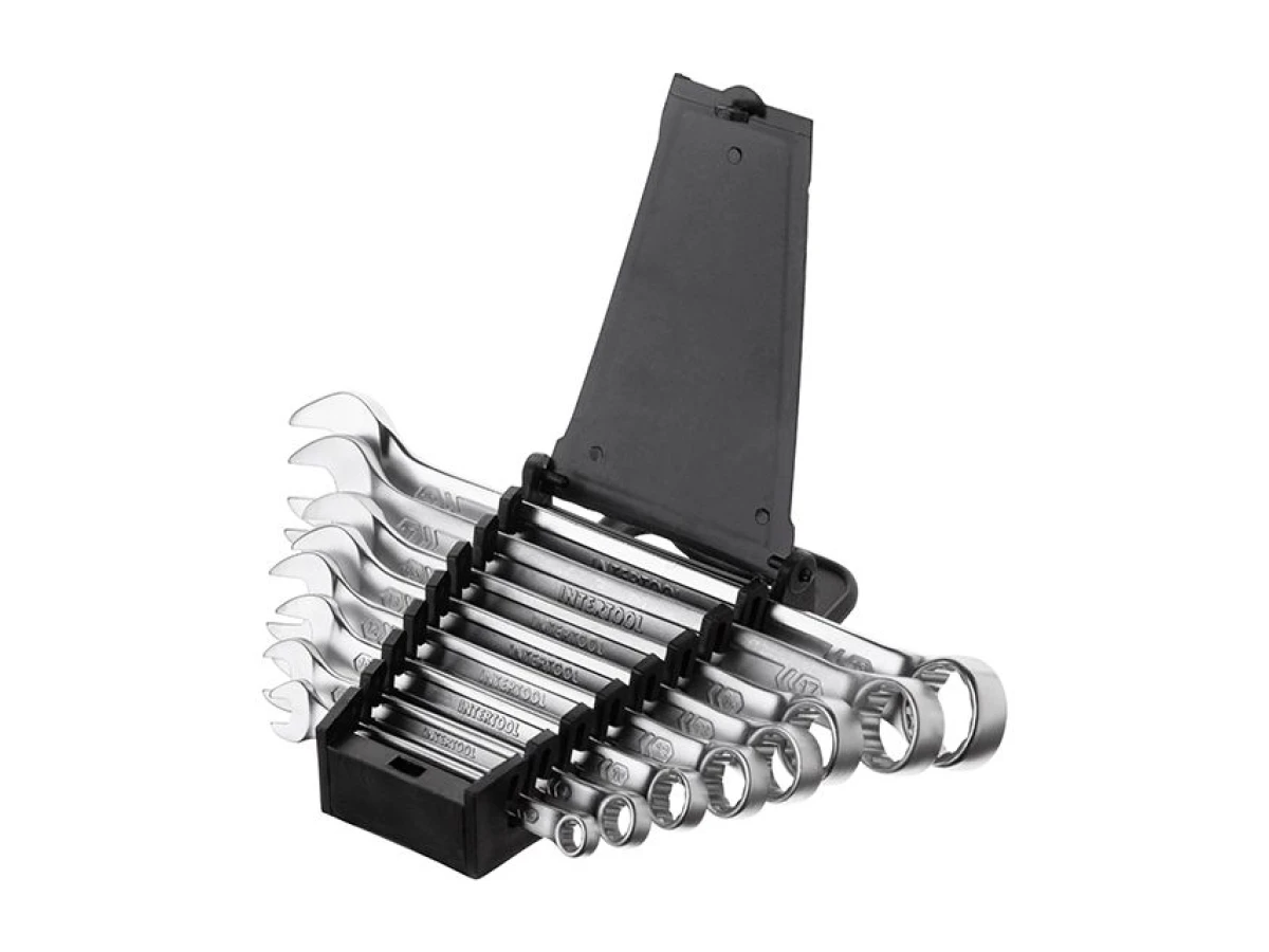 Набір ключів комбінованих 8 шт (6, 8, 10, 12, 13, 14, 17, 19 мм), PROF DIN3113 INTERTOOL XT-1002 