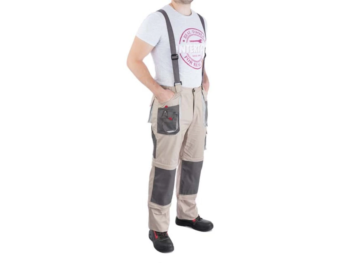 Брюки трансформер робочі з лямками 6 в 1, 100% бавовна, щільність 180 г / м2, S INTERTOOL SP-3041 