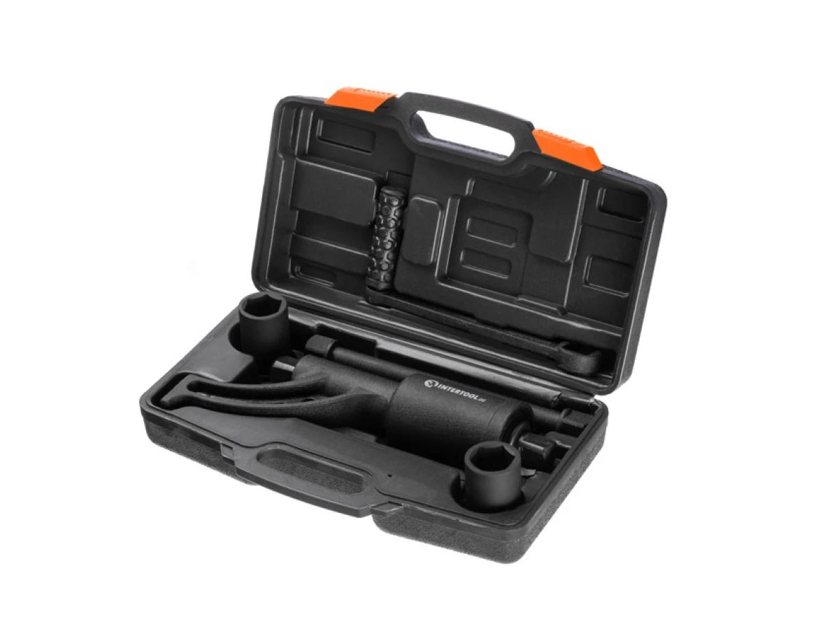 Ключ баллонний роторний на втулці для вантажівок 310 мм, передавальне відношення 1:56, макc. крут. момент 5000 Nm, головки 32, 33 мм, пластиковий кейс INTERTOOL XT-0004 