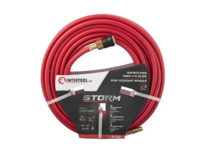 Шланг гібридний, професійний, 20 атм, 6 * 11мм, 30м з латунними швидкороз'ємними з'єднаннями, STORM INTERTOOL PT-1763