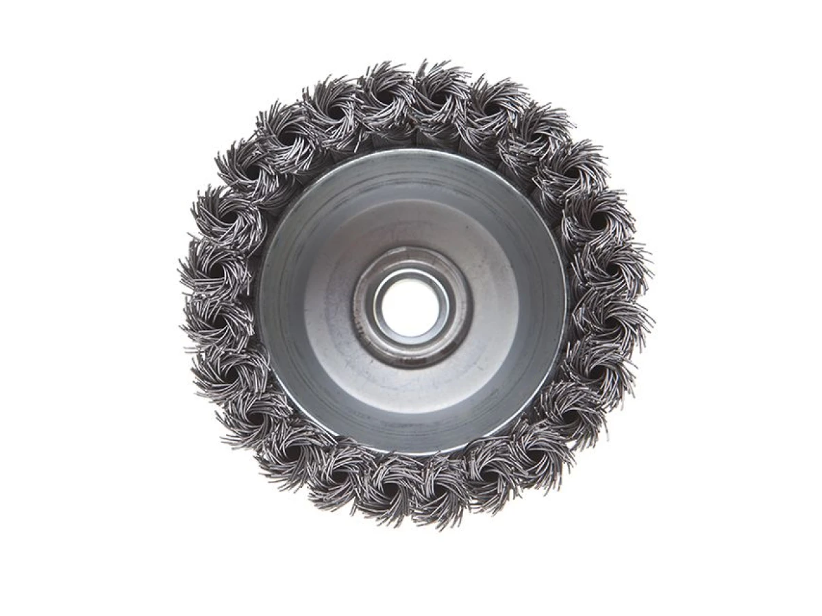 Щітка чашкова 100 мм, для КШМ, М14 (пучки крученого дроту) INTERTOOL BT-2100 