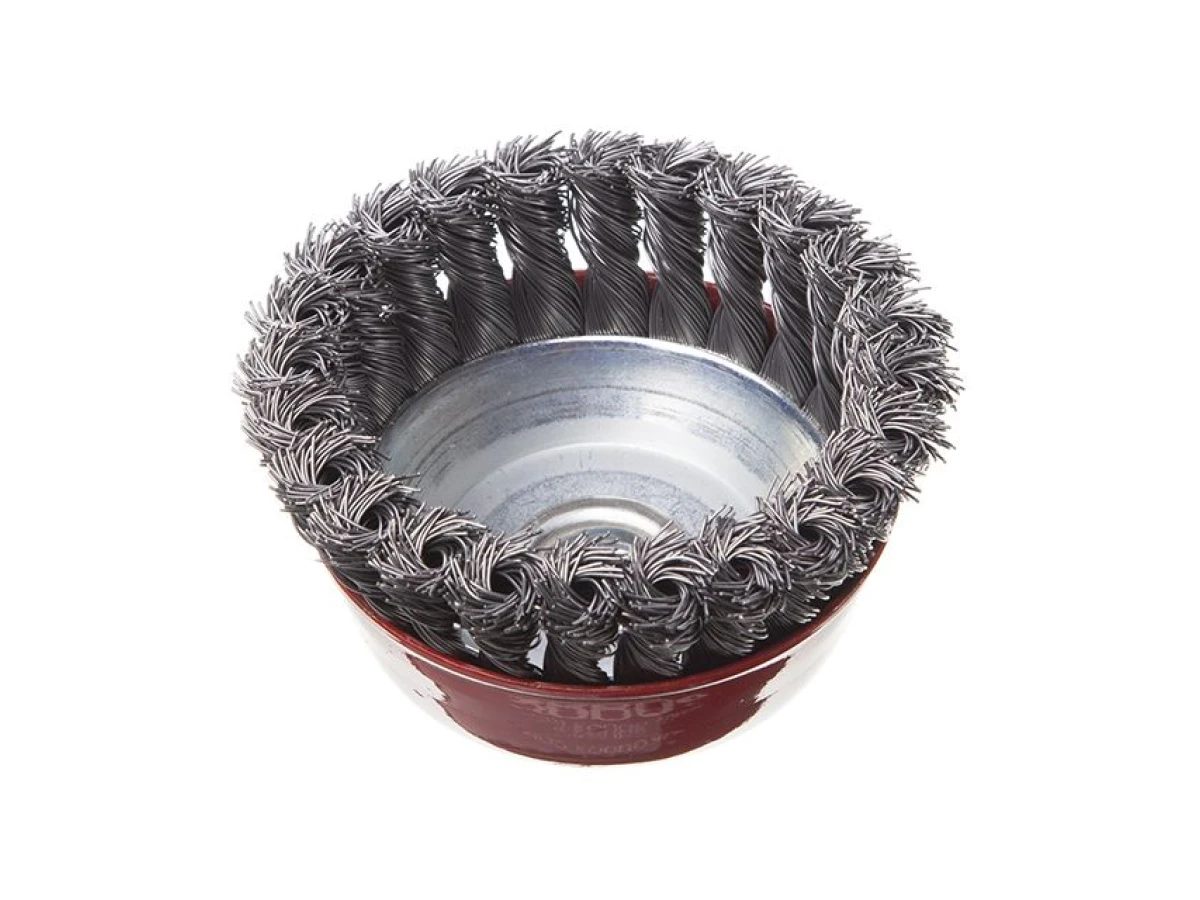 Щітка чашкова 100 мм, для КШМ, М14 (пучки крученого дроту) INTERTOOL BT-2100 