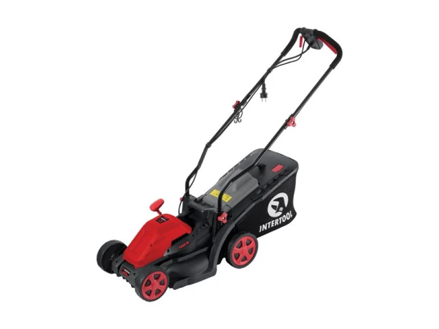 Газонокосилка электрическая 1.4 кВт, 230 В~50 Гц, 3300 об/мин, ширина захвата 340 мм, высота среза 30-80 мм, контейнер 35 литров, STORM INTERTOOL WT-2264 