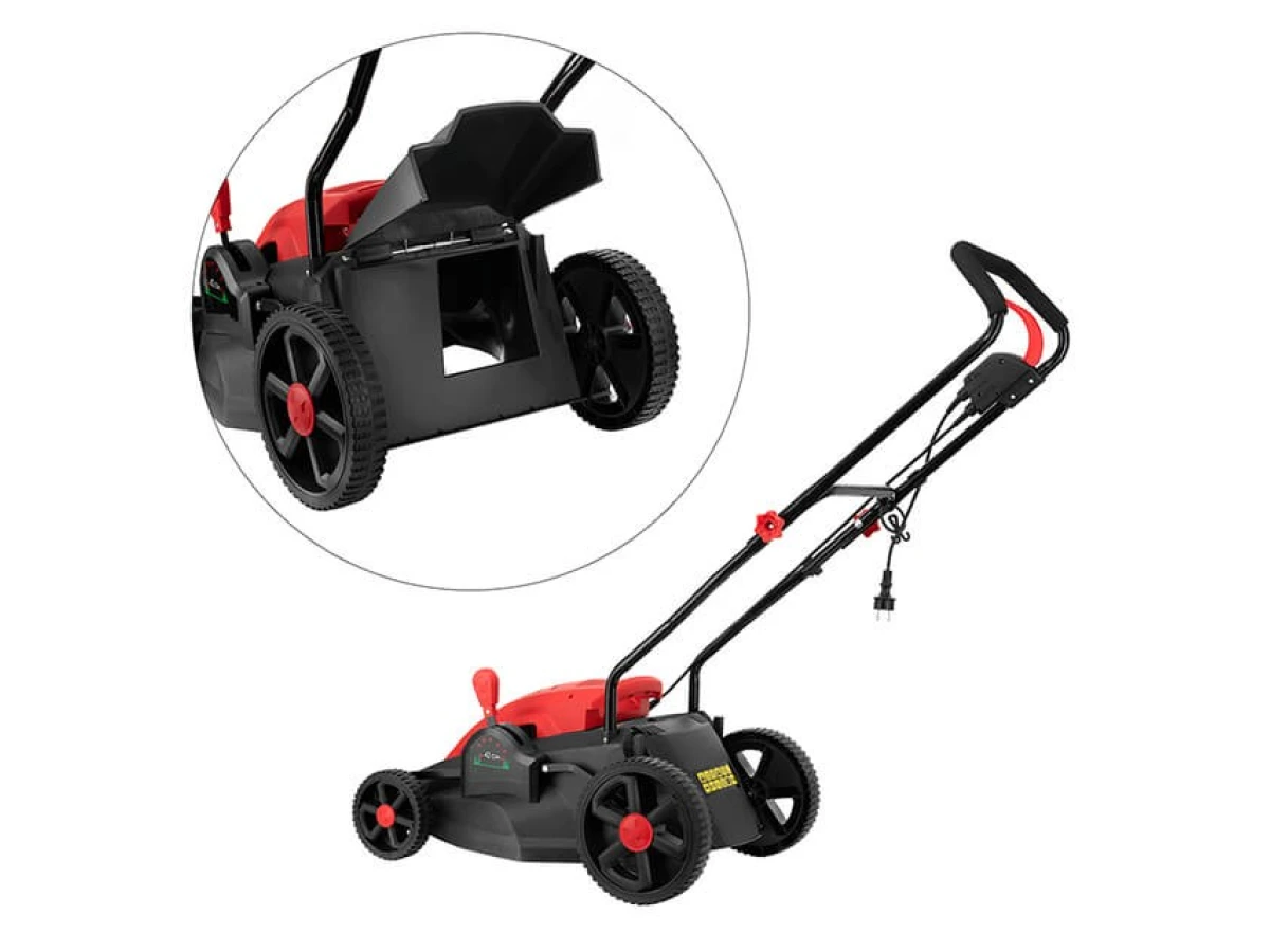 Газонокосилка электрическая 1.8 кВт, 230 В~50 Гц, 2850 об/мин, ширина захвата 420 мм, высота среза 25-75 мм, контейнер 50 литров STORM INTERTOOL WT-1201 