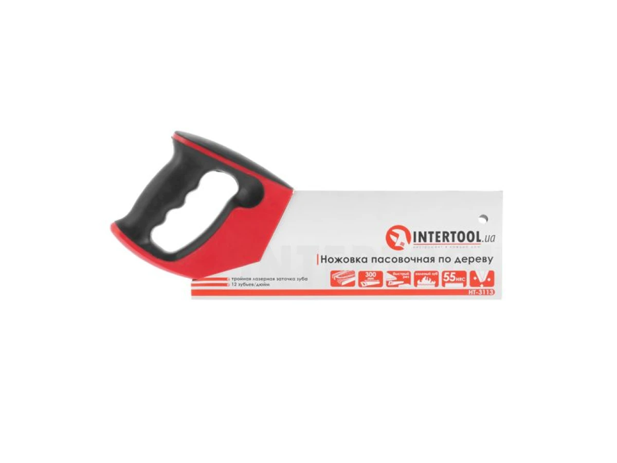 Ножівка пасовочна по деревині 300 мм, 12 зуб/дюйм INTERTOOL HT-3113 