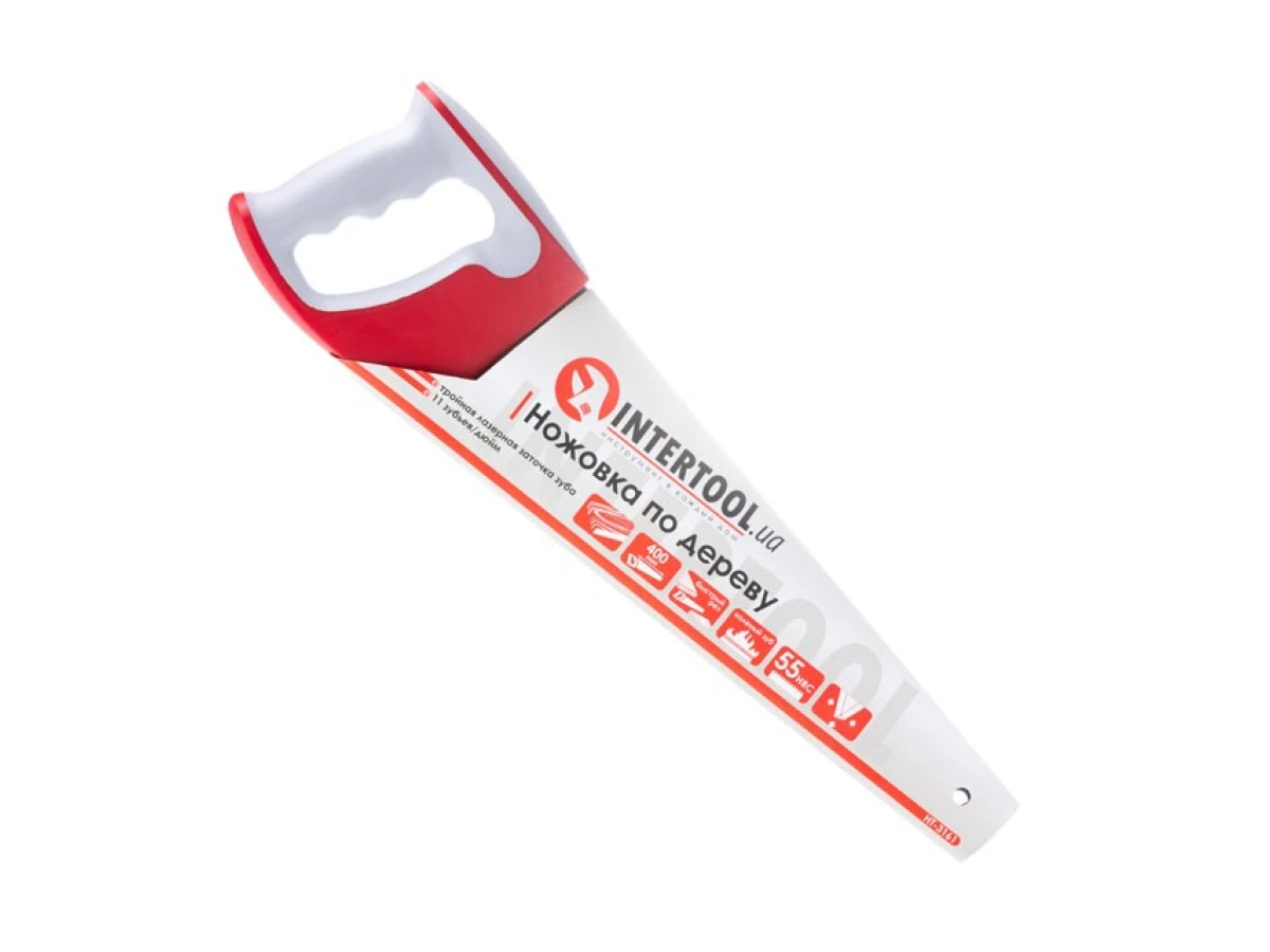 Ножівка по деревині 400 мм з гартованим зубом, потрійне заточування, 11 зуб/дюйм INTERTOOL HT-3161 