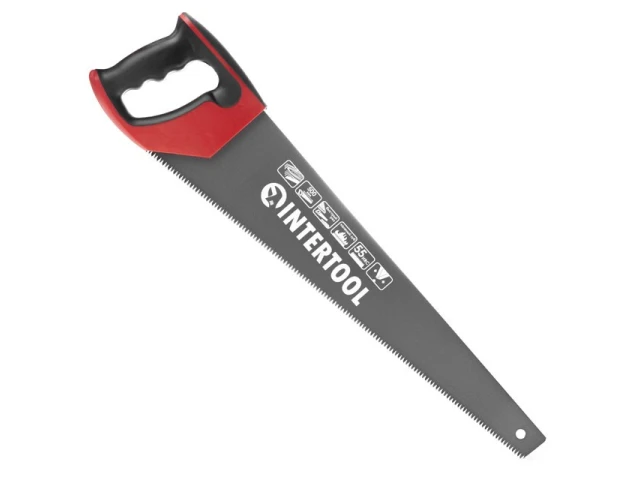 Ножівка по деревині з тефлоновим покриттям 500 мм, з гартованим зубом, потрійне заточування INTERTOOL HT-3109 