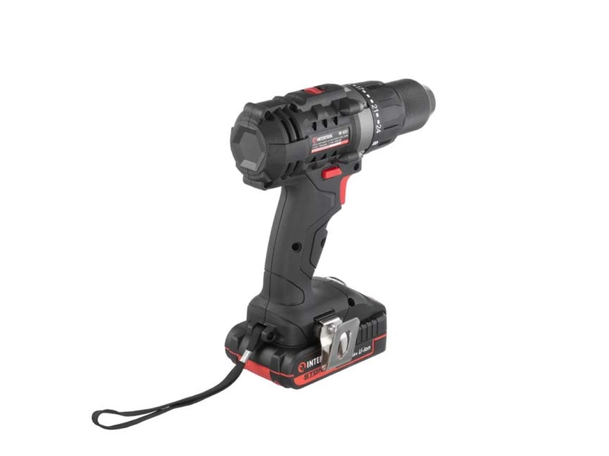 Дрель-шуруповерт аккумуляторная 20 В, 50 Нм, 0-450/0-1700 об/мин, 2-13 мм, Li-Ion, 2.0 Ач, ЗУ 2 А, кейс INTERTOOL WT-0351 