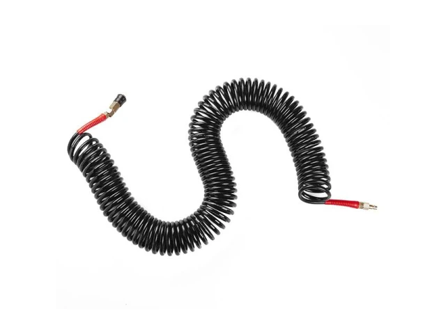 Шланг BLACK M-Flex 6.5*10 мм, 20 м спіральний поліуретановий з поворотним шарніром, латунними швидкороз'ємними з'єднаннями STORM INTERTOOL PT-1795 