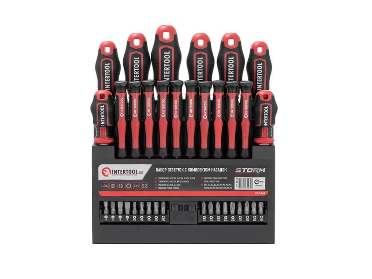 Набір викруток з комплектом насадок 36 од. STORM INTERTOOL VT-3443 