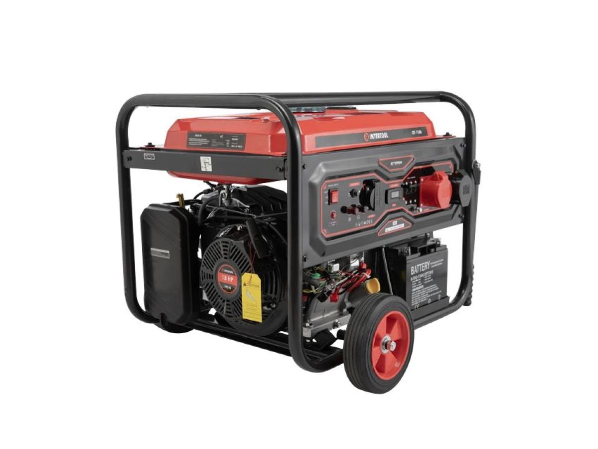Генератор бензиновый 8/8.5 кВт, 220/380 В, 25 л, электро+ручной старт, медная обмотка, STORM INTERTOOL DT-1186 