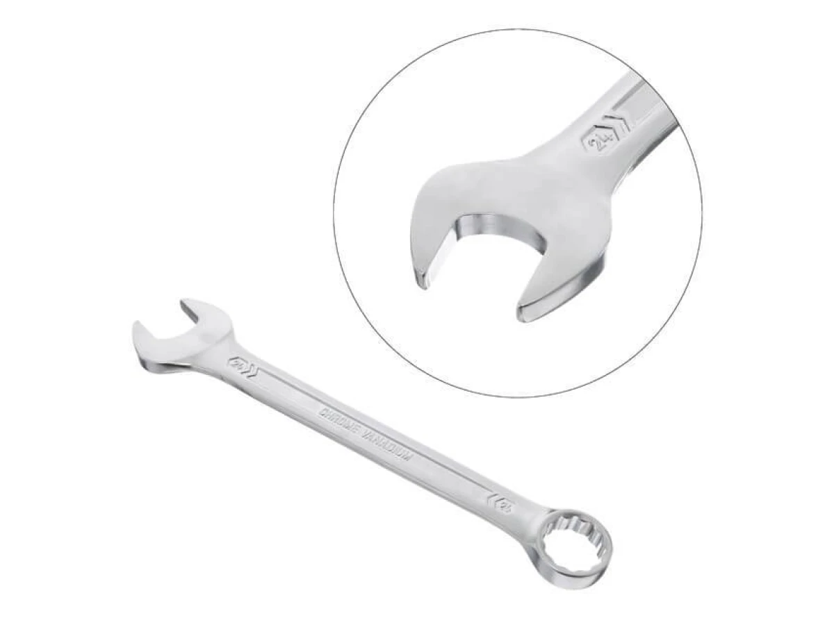 Ключ комбінований 24 мм, CrV, покриття Сатин-хром PROF DIN3113 INTERTOOL XT-1024 