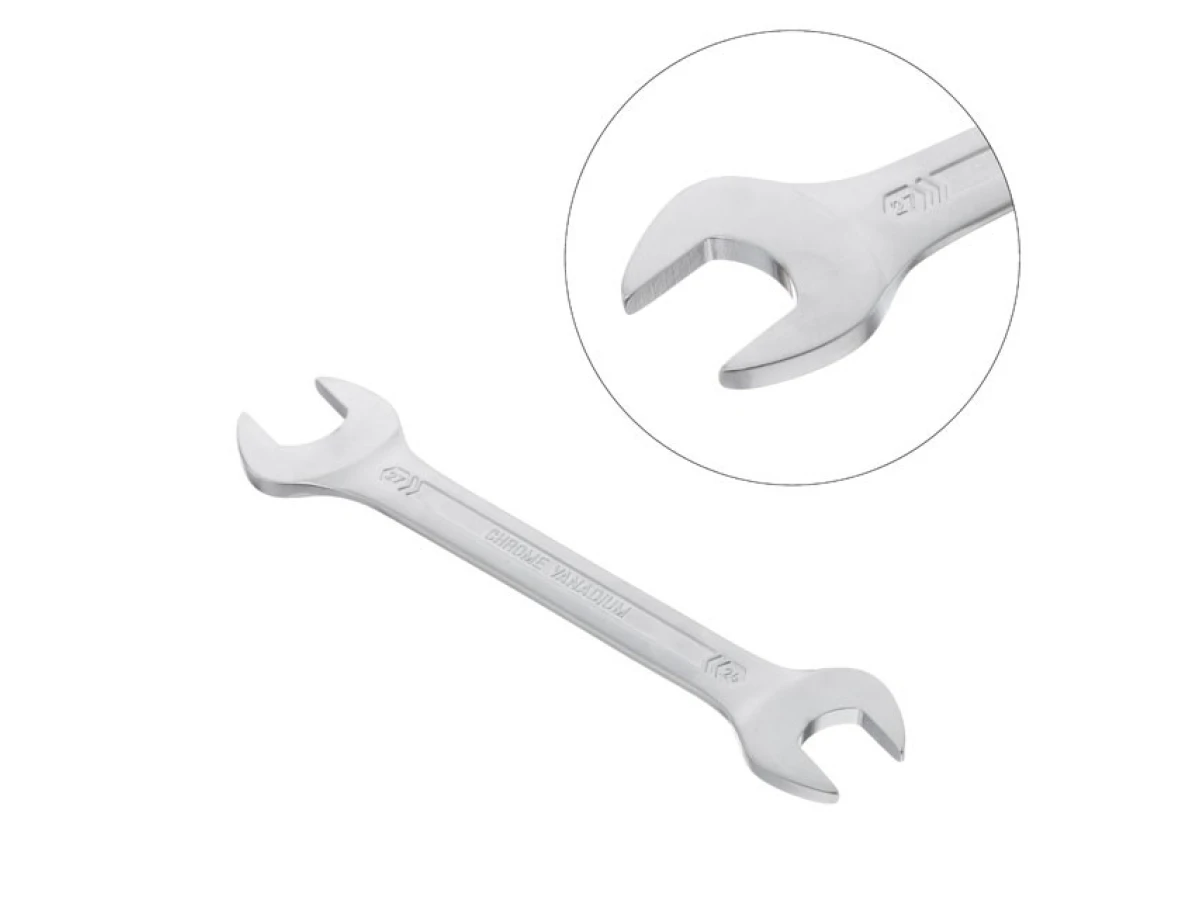 Ключ ріжковий 24х27 мм CrV, покриття сатин-хром, DIN3110 STORM INTERTOOL XT-1124 