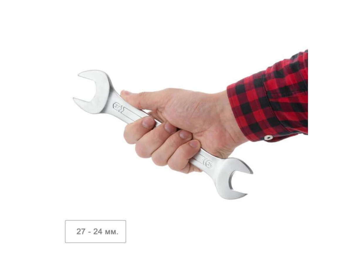 Ключ ріжковий 24х27 мм CrV, покриття сатин-хром, DIN3110 STORM INTERTOOL XT-1124 