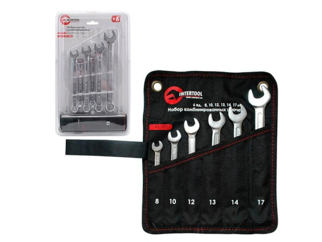 Набір ключів комбінованих 6 шт (8-17 мм), STORM DIN3113 INTERTOOL XT-1001 