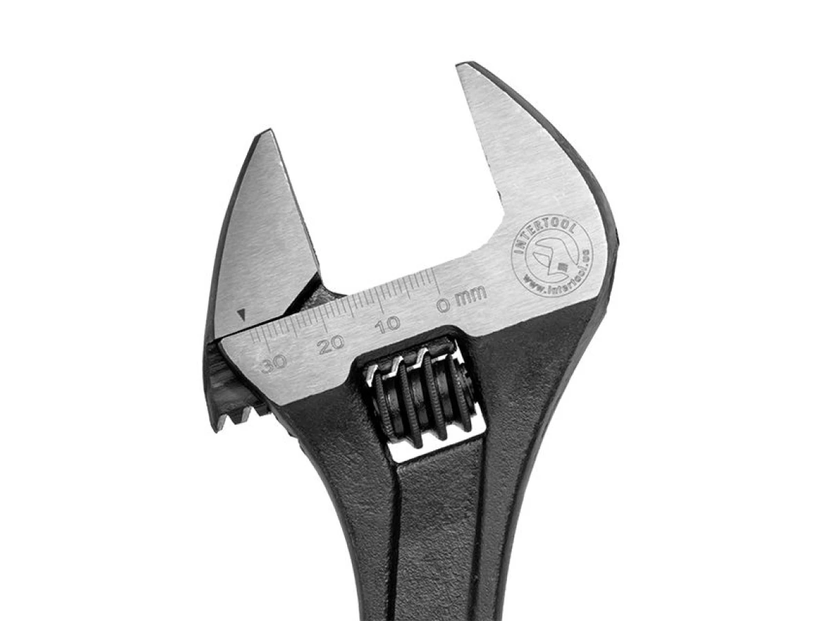 Ключ разводной, 250 мм, Cr-V, черный, фосфатированный INTERTOOL XT-0060 