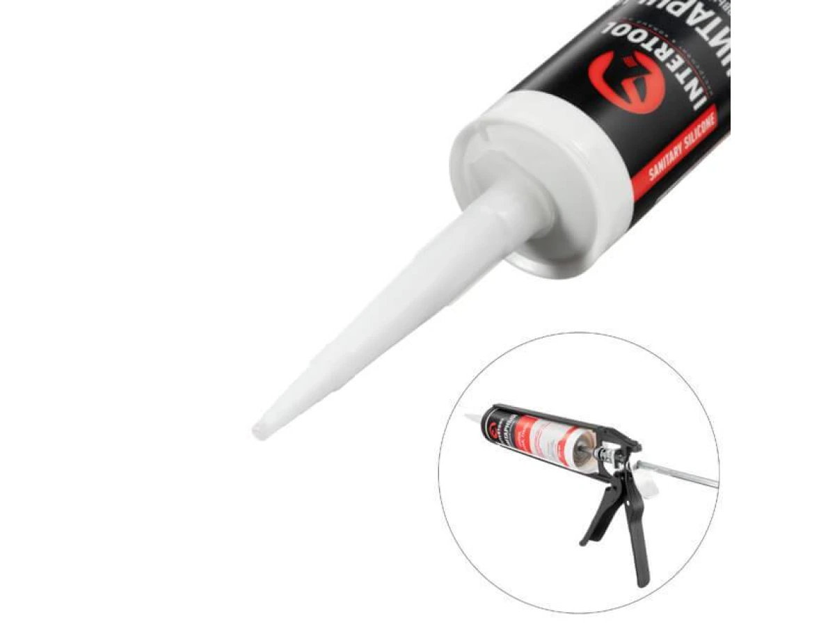 Герметик силиконовый санитарный, белый, 300 мл / 320 г INTERTOOL FS-3031 
