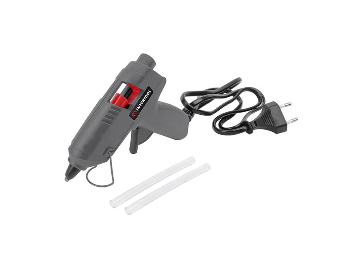 Пистолет клеевой 10 Вт, 230 В, под стержни 7-8 мм, 6-10 г/мин. INTERTOOL RT-1009 