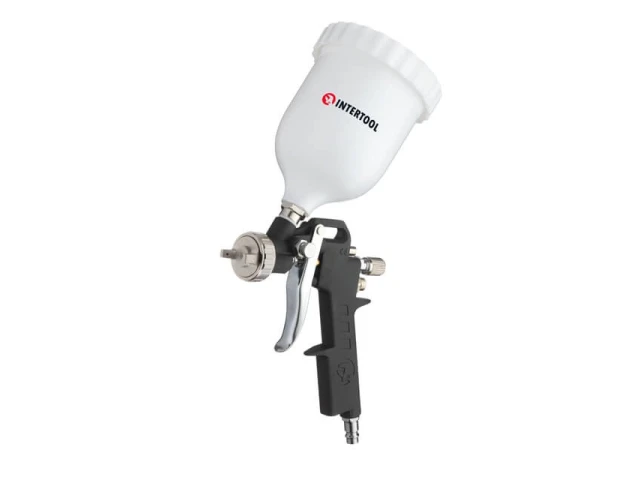 Фарбопульт пневматичний HP, форсунка 1.5 мм, верхній пластиковий бачок 600 мл, 3 регулювання, 5 bar INTERTOOL PT-0210 