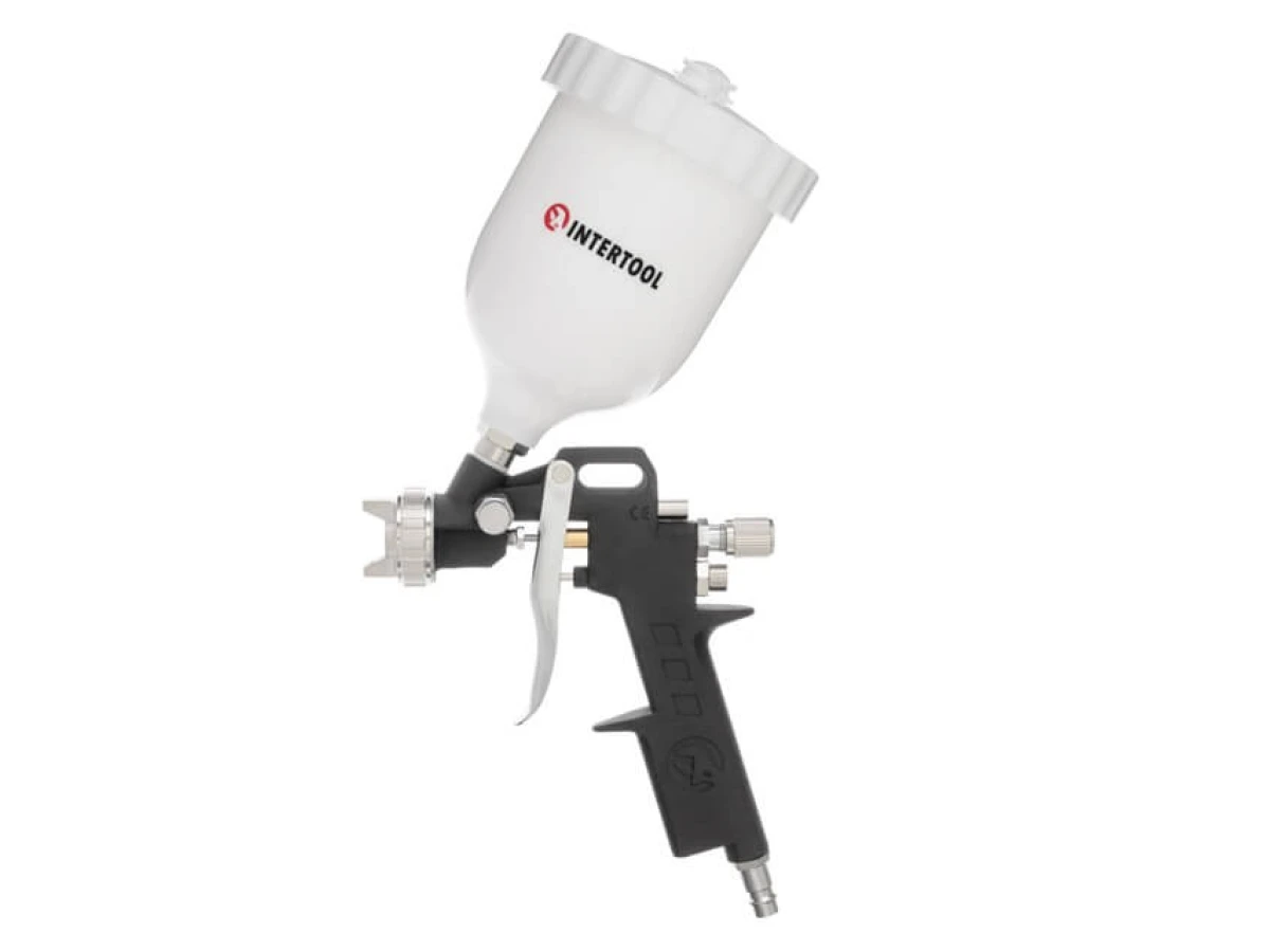 Фарбопульт пневматичний HP, форсунка 1.5 мм, верхній пластиковий бачок 600 мл, 3 регулювання, 5 bar INTERTOOL PT-0210 