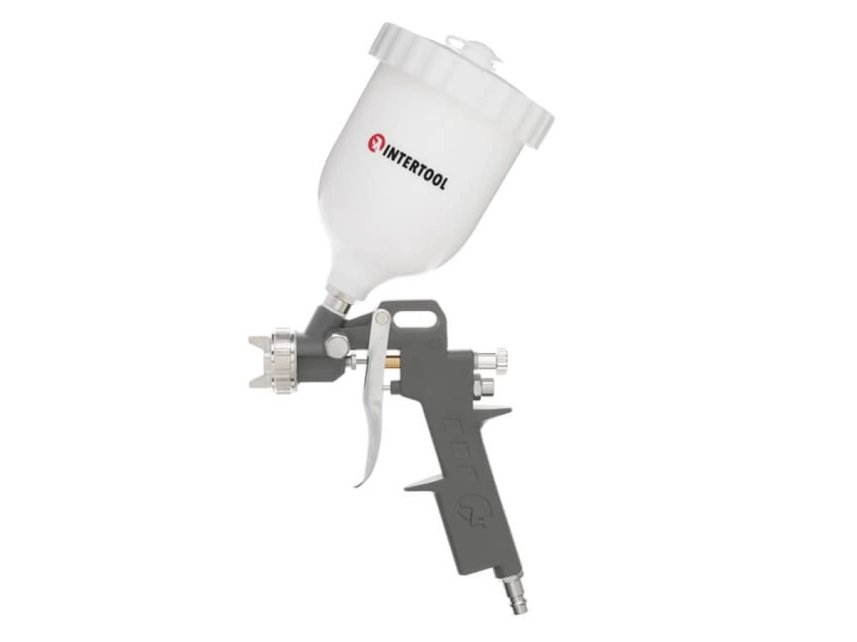 Фарбопульт пневматичний HP, форсунка 1.5 мм, верхній пластиковий бачок 600 мл, 5 bar INTERTOOL PT-0204 
