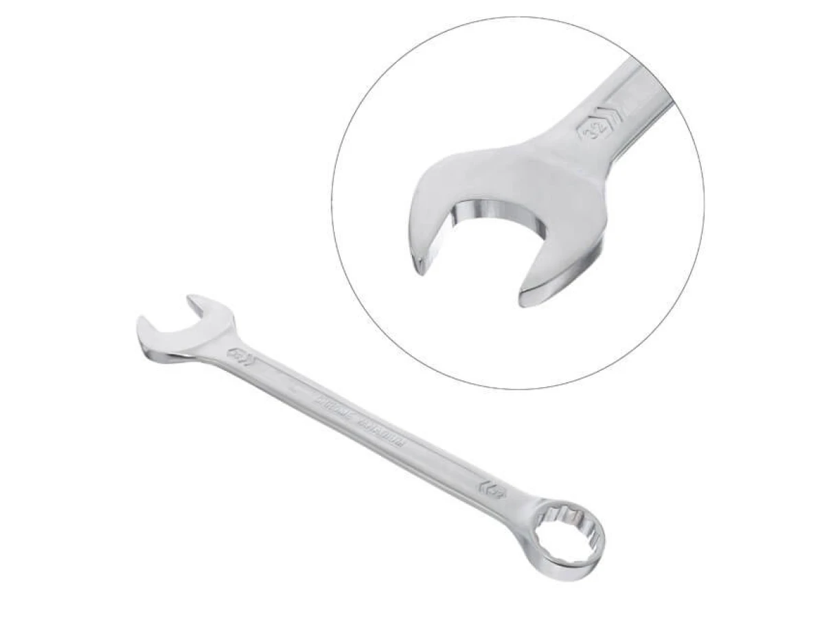 Ключ комбінований 32 мм, CrV, покриття Сатин-хром PROF DIN3113 INTERTOOL XT-1032 