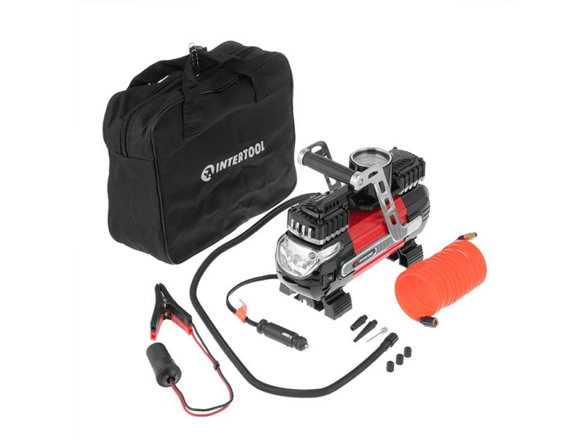 Компресор автомобільний 12 В. Два циліндра 30 мм INTERTOOL AC-0003 