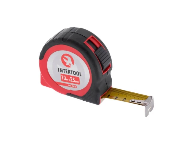 Рулетка з фіксатором 10м x 25 мм INTERTOOL MT-0410 